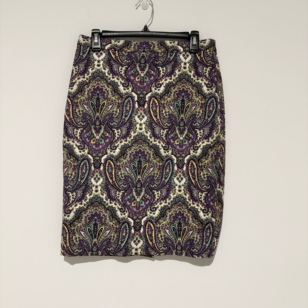 J. Crew Paisley No. 2 Pencil Skirt Style‎ #57494 purple Women's Size 4